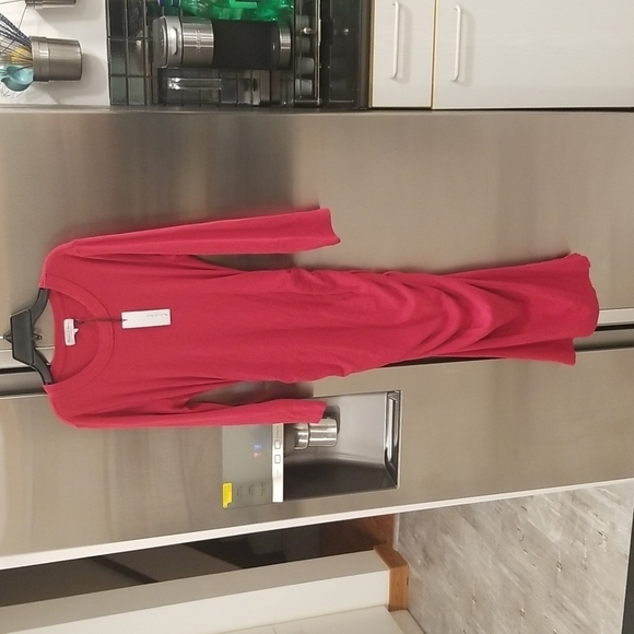 💕MICHAEL STARS💕 Christina Midi Ruched Sheath Dress ~ Heart Red Large L NWT - Picture 5 of 14